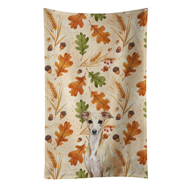 Fawn Italian Greyhound Heirloom Fall Kitchen Towel, Fawn Italian Greyhound