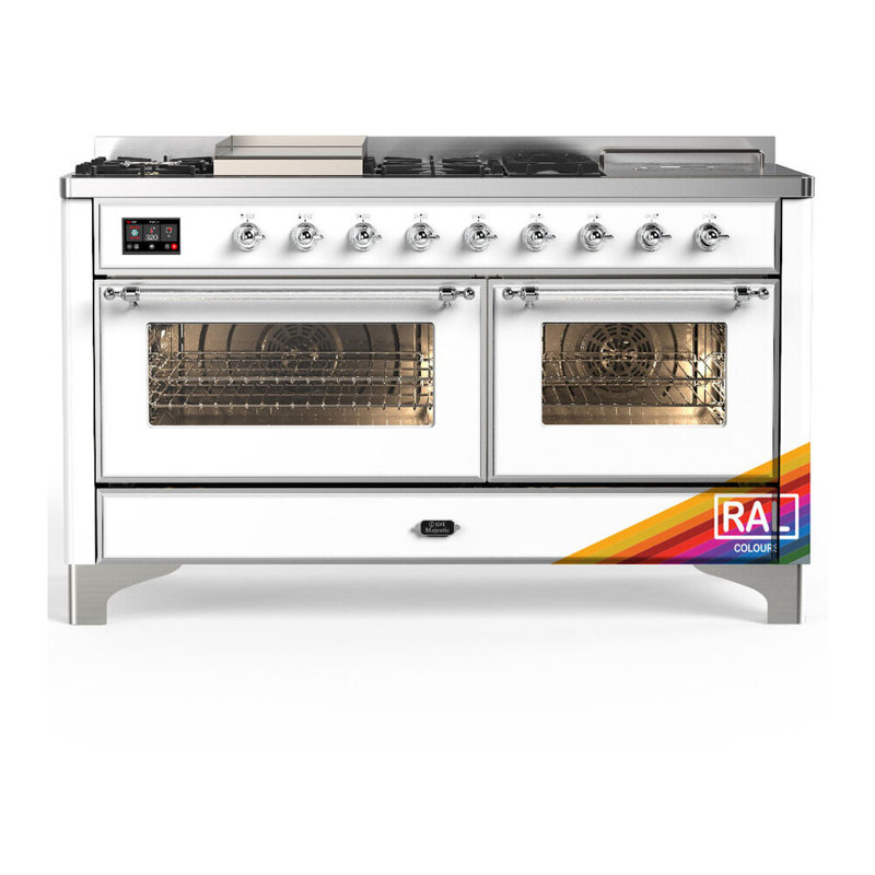 Majestic III Series 60 Inch Dual Fuel Range with 7 Sealed Burners, Griddle, Frenchtop in RAL (Natural Gas, Burnished Trim)