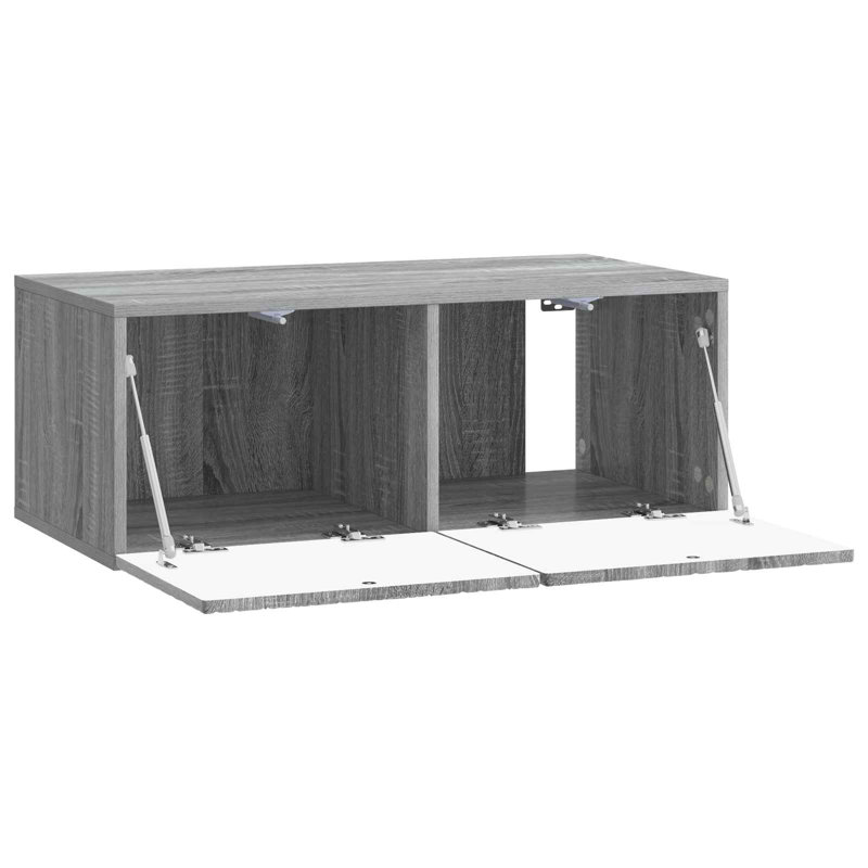 Unfinished TV Stand for TVs up to 28" with Fireplace Included, Grey Sonoma, 11.81'' H x 23.43'' L x 16.14'' W