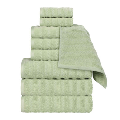 Nile Mills  Zero-Twist Cotton Towel Set - Waffle Stripe Texture - Quick-Dry