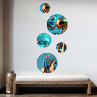 Décoration murale en métal «Marble Woman surrealistic Universe III - Modern Woman»