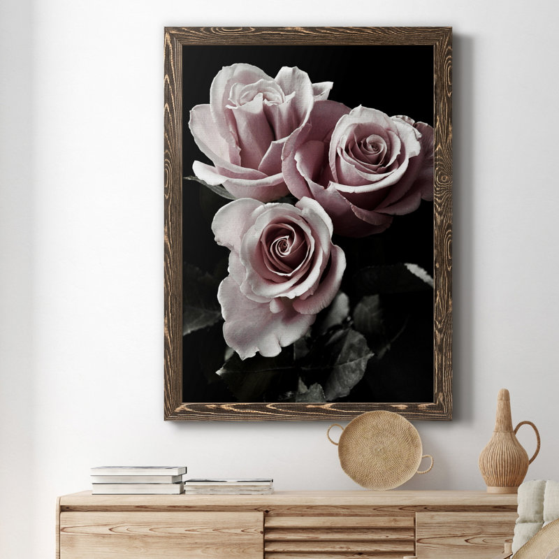 Toile encadrée rose I-Premium - prêt à accrocher, H 24 po x l 18 po x P 1,5 po, Noyer