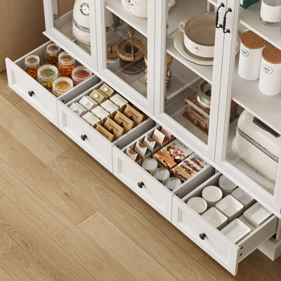 Vitrine de 78 po de hauteur avec 4 tiroirs et tablettes réglables
