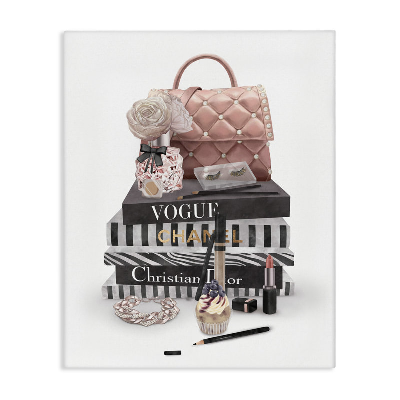 «Fashion Bookstack Purse Perfume Pink Glam Design» par Ziwei Li - impression, H 30 po x l 24 po