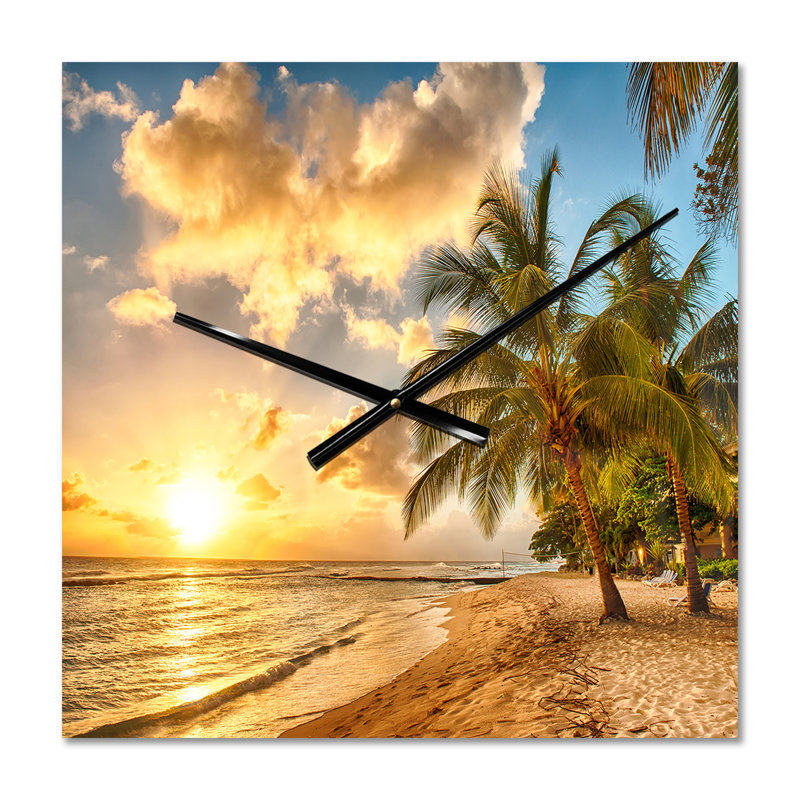 Gorgeous Beach of Island Barbados - Horloge murale moderne, Petit