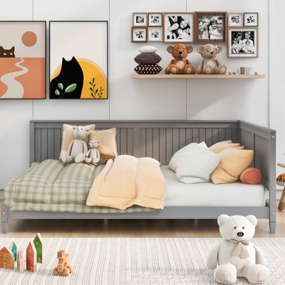 Gray Full Size Daybed/ - Classic Mid-Century Style With Construction Characteristic Wood Modern Look Frame