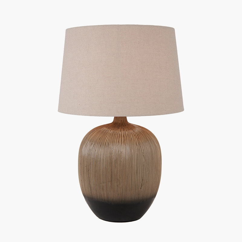 Greta Ceramic Table Lamp, Brown and Black