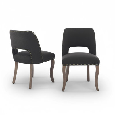 Wooden Upholstered Dining Chairs Set Of 2