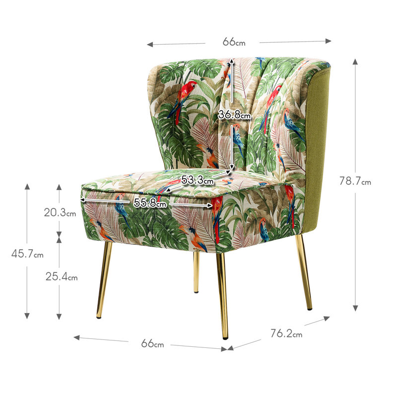 Amata Wooden Upholstery Armless Accent Chair, Green