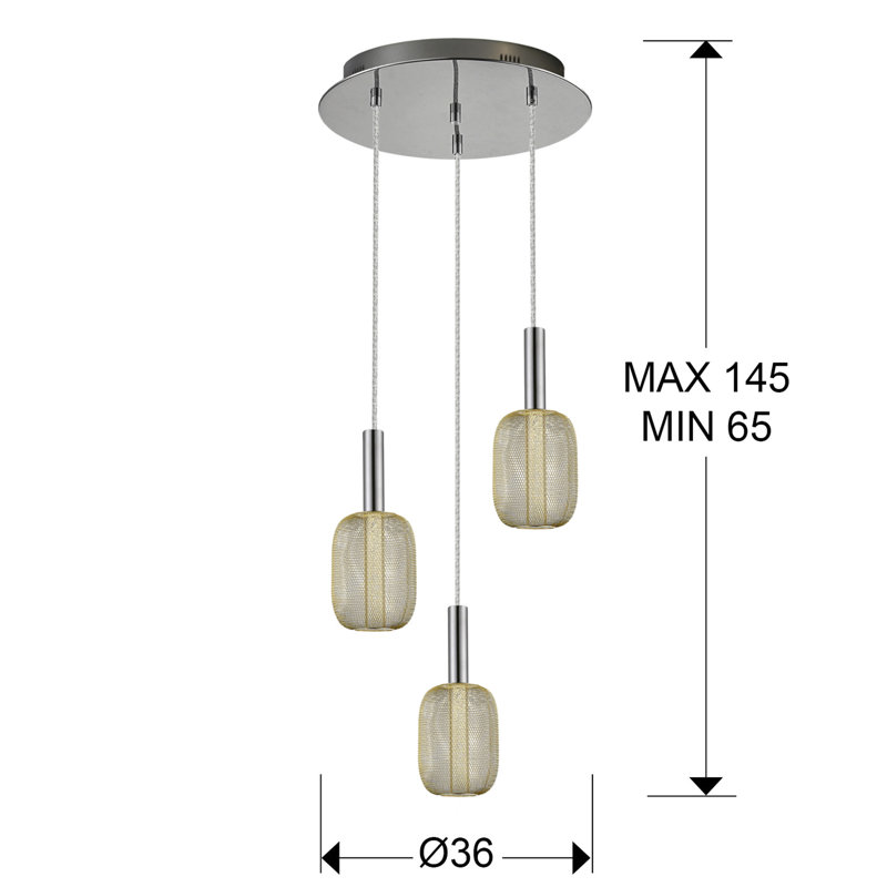 Mendota 3 - Light Chrome/Gold LED Pendant
