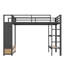 Lit mezzanine pleine grandeur en métal avec garde-robe, tablettes de rangement et panneau perforé - peu encombrant, robuste et multifonctionnel, noir-1819782482