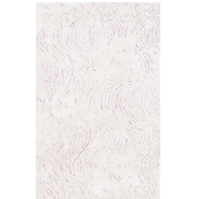 Glamour Hand Tufted Wool Viscose Cotton with Latex Abstract Rug in Ivory, Square 6'