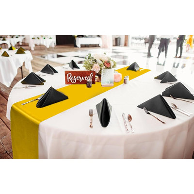 Satin Table Runner – Gold – Long Premium Bright Silk, For Wedding, Party, Banquet, Graduation & Event Decor, Fits Rectangular & Round Tables