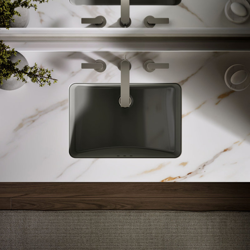 Ladena® Finish Vitreous China Rectangular Undermount Bathroom Sink with Overflow, Mexican Sand