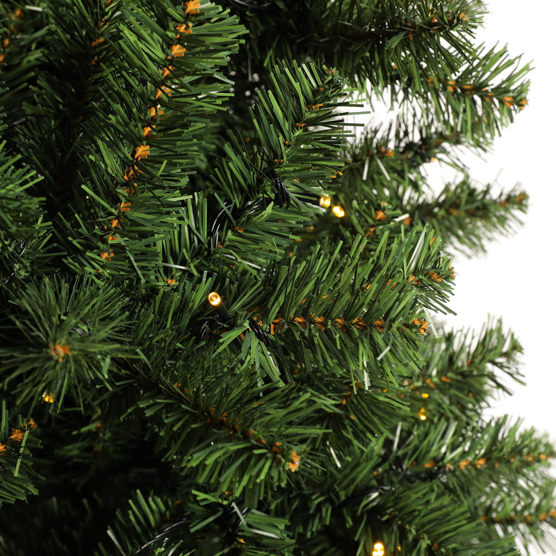 Arbre de Noël articulé artificiel de 7,5 pi avec 400 lumières, base en métal pliable et branches de support préassemblées réalistes