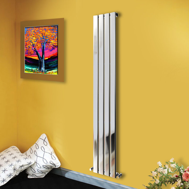 Shonnard Vertical Single Flat Panel Radiator, Chrome, 180cm H x 27.2cm W