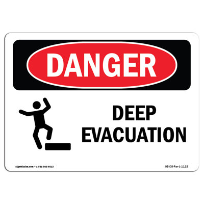 Deep Evacuation Aluminum Sign 12 x 18