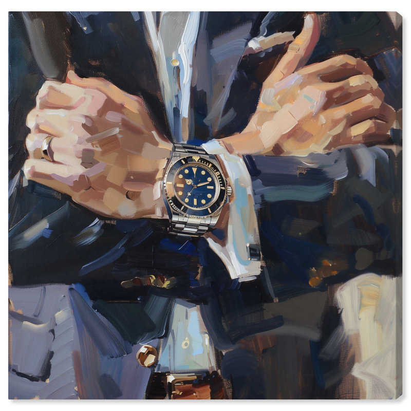 12" x 12" Blue and Brown Canvas Wall Art with Businessman Theme
