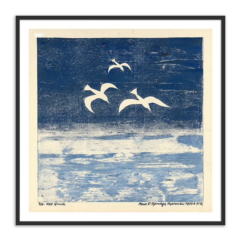 See Gulls Print, 40" H x 40" W x 2.5" D, Black