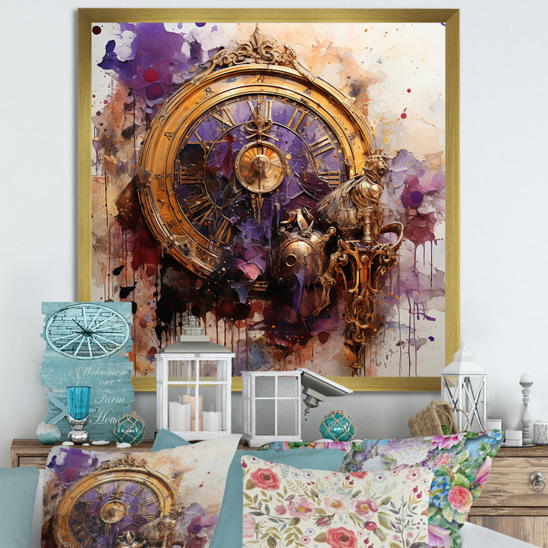 Mauve et jaune, collage intemporel II - Classics, art mural, Cadre photo noir, H 16 po x l 16 po x P 1 po