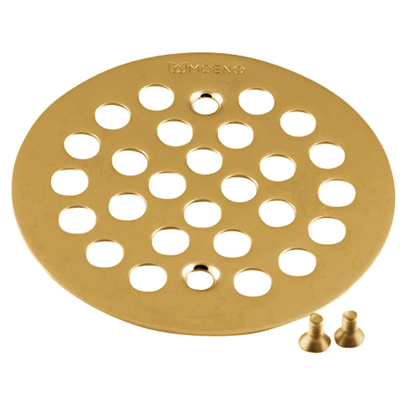 Kingsley Grid Shower Drain, Screw-In, Brushed Gold