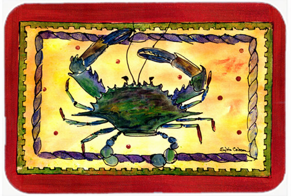 Rectangle Red/Yellow Crab Glass Cutting Board