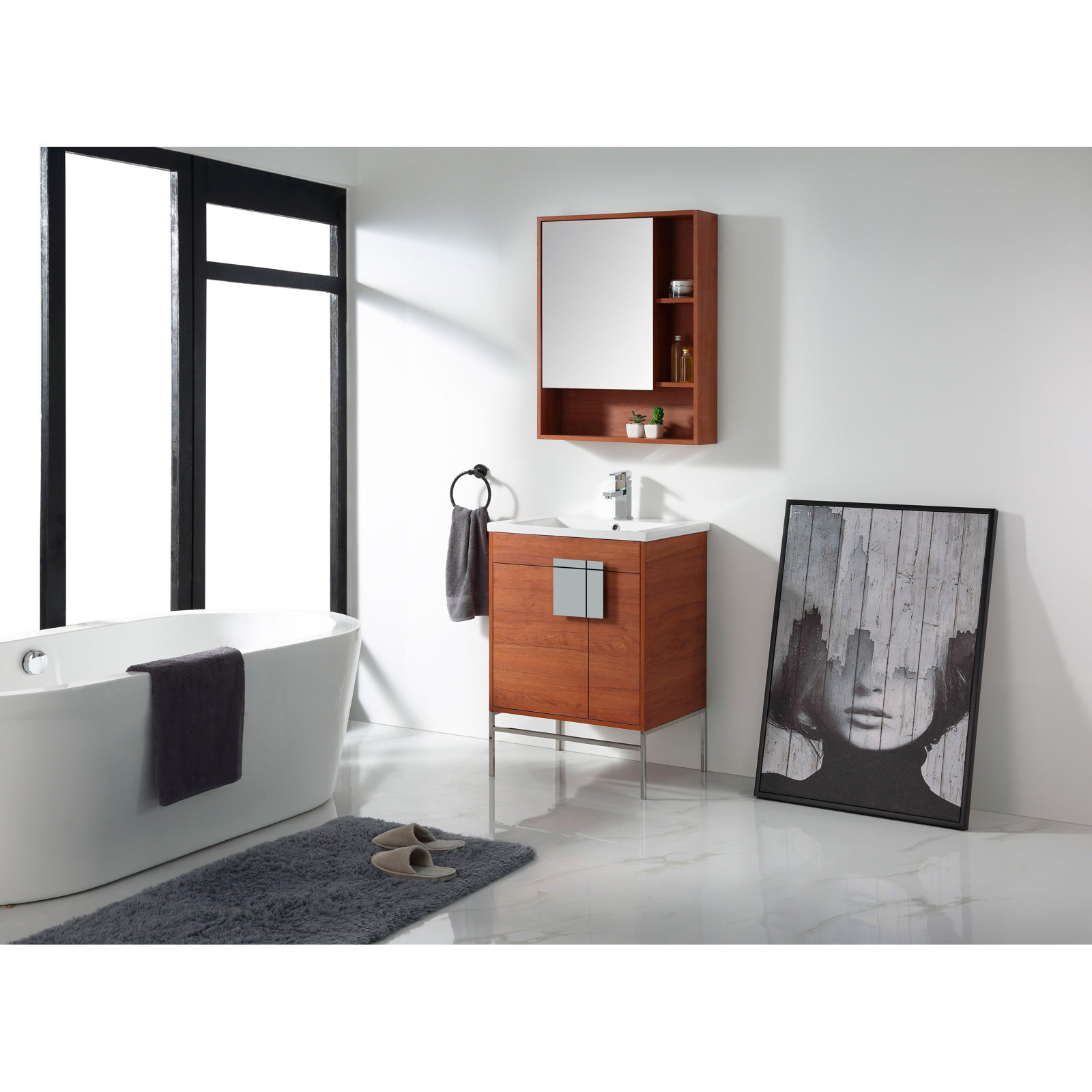 Maisie 24'' Single Bathroom Vanity, Polished Chrome, Black