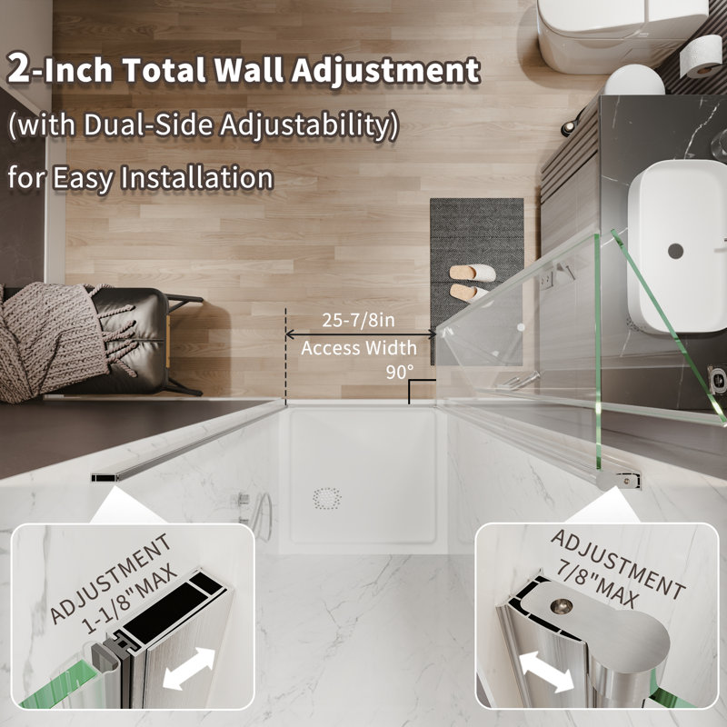 30-31.5 in. W. x 72 in. H Frameless Bi-Fold Shower Door in Brushed Nickel with Clear SGCC Tempered Glass, Brushed Nickel