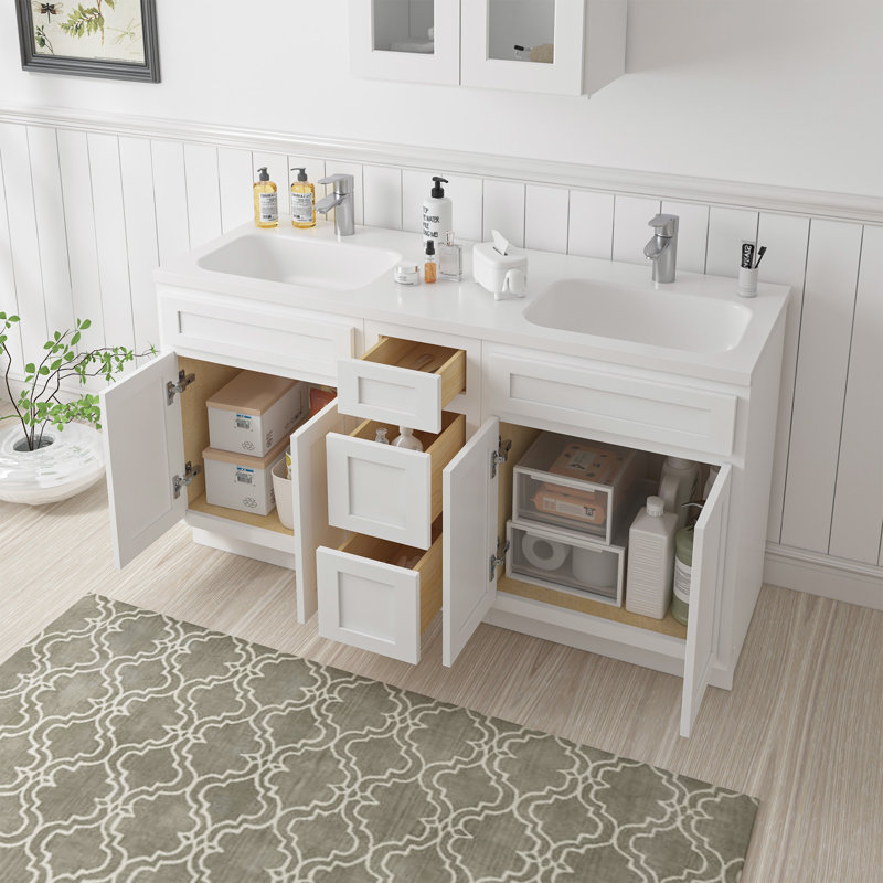 Base de meuble-lavabo double 60 po seulement, Blanc