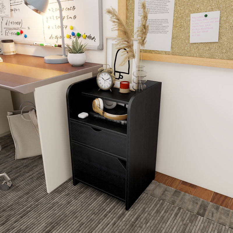 Table de chevet multi-rangement avec tiroir et armoire, table d'appoint compacte avec tablettes ouvertes pour la chambre à coucher, table de chevet fonctionnelle