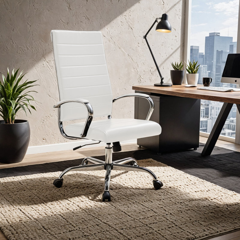 Mulkey High-Back Leather Executive Office Chair – Adjustable Swivel Desk Chair for Computer, Conference, or Home Office Use