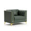 Canapé Chesterfield modulaire avec capitonnage à boutons et accoudoirs à garniture en métal, comprend 6 coussins-133286215