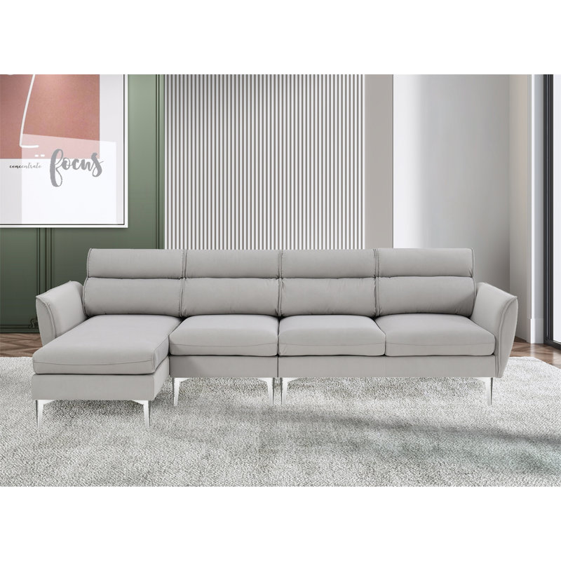 Canapé et chaise longue réversible Behka, 100 % polyester gris, Argent