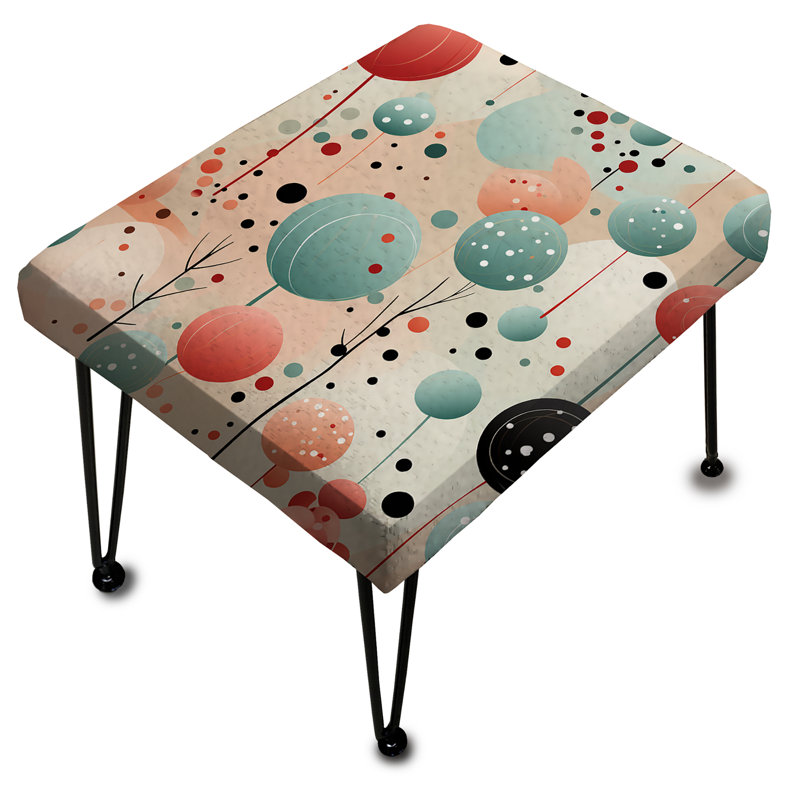 Blue And Coral Elegant Polka Dots Bliss - Polka Dots Rectangle Ottoman
