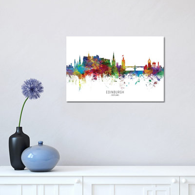 «Edinburgh Écosse Skyline» par Michael Tompsett, reproduction d'art sur toile tendue