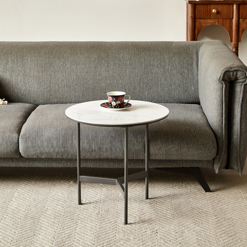  Cedric Sintered Stone Round Side Table, End Table, Round Coffee Table, Accent Table