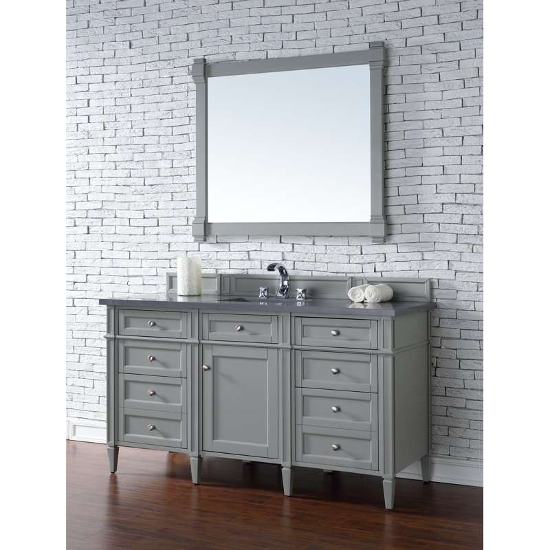 Brittany 60'' W Single Vanity, Charcoal Soapstone, Smokey Celadon, 8" Widespread