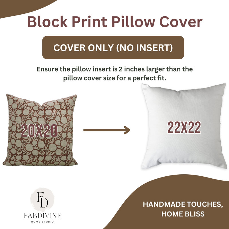 Housse de coussin en coton Floral, H 14 po x l 14 po
