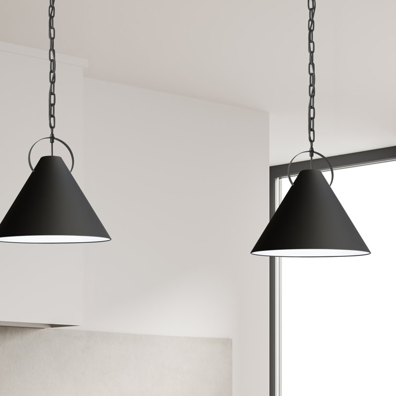 Luminaire suspendu incandescent 1 lumière Princeton, Noir, Noir mat