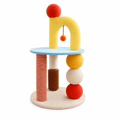 Modern Colorful Cat Tree with Sisal Scratching Posts, Interactive Balls and Multi-Level Play Platform