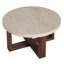 Table basse ronde moderne avec plateau en marbre 31,5 po et base brune