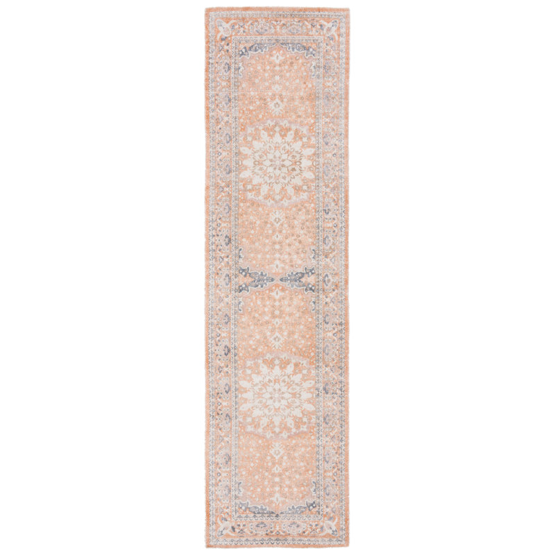 Woodford Hand Loomed Viscose/Cotton Oriental Rug in Orange, Runner 2'3" x 9'