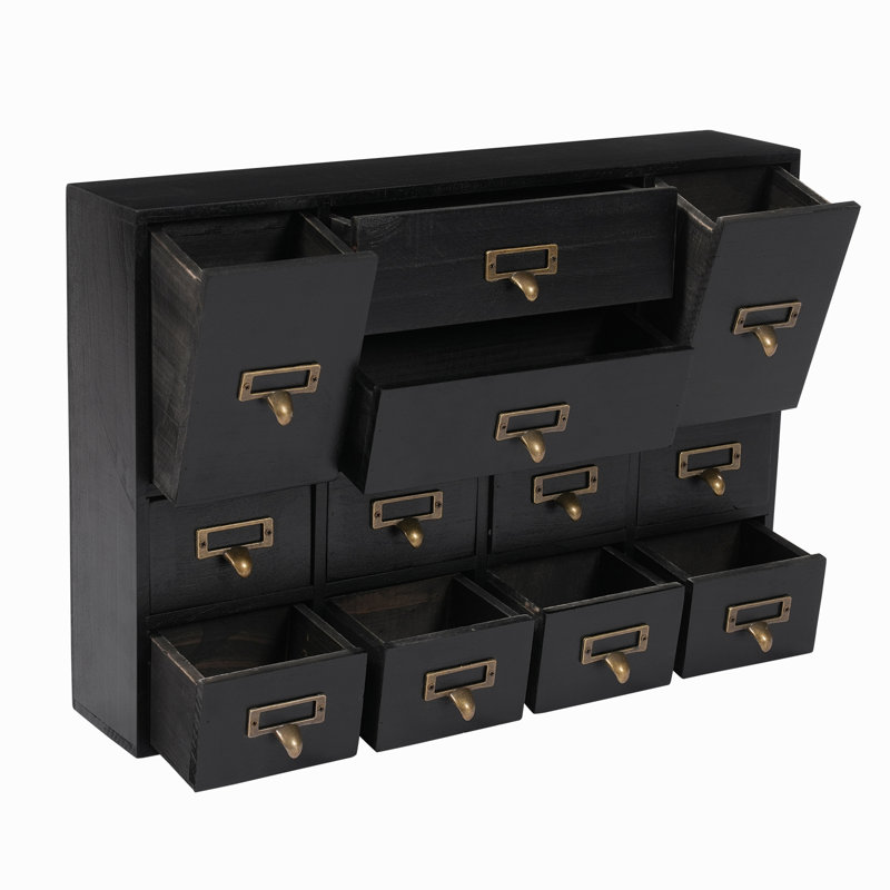 Wood Stackable Desk Organizer with 12 Drawers, Black
