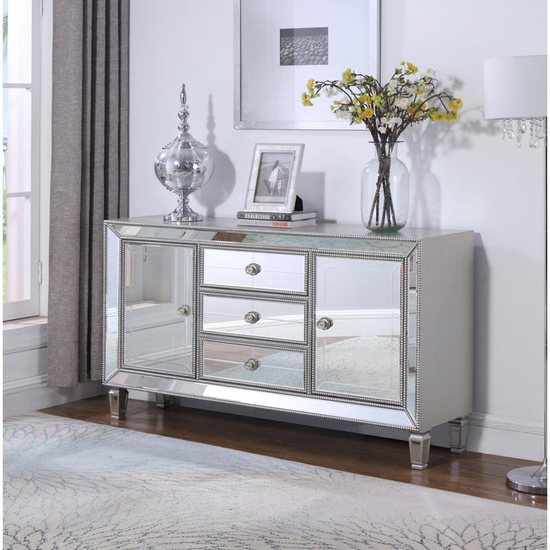 Armoire décorative à 3 tiroirs avec miroir