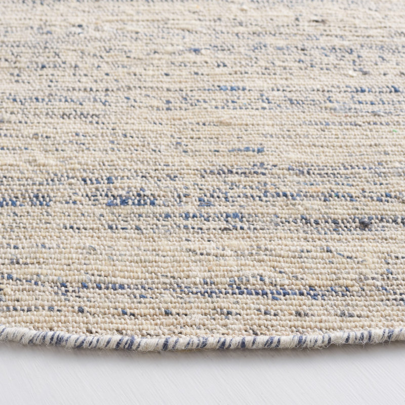 Tapis beige / bleu Solano Fibre 555, Rond 6 pi