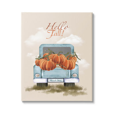 «Hello Fall Seasonal Autumn Pumpkins Floater», art mural par Andrea Jasid Grassi