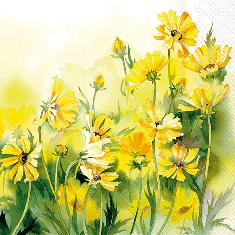 Winston Porter Paper Lunch Napkins, 6.5" x 6.5", Sunny Wildflowers (Pack of 20)