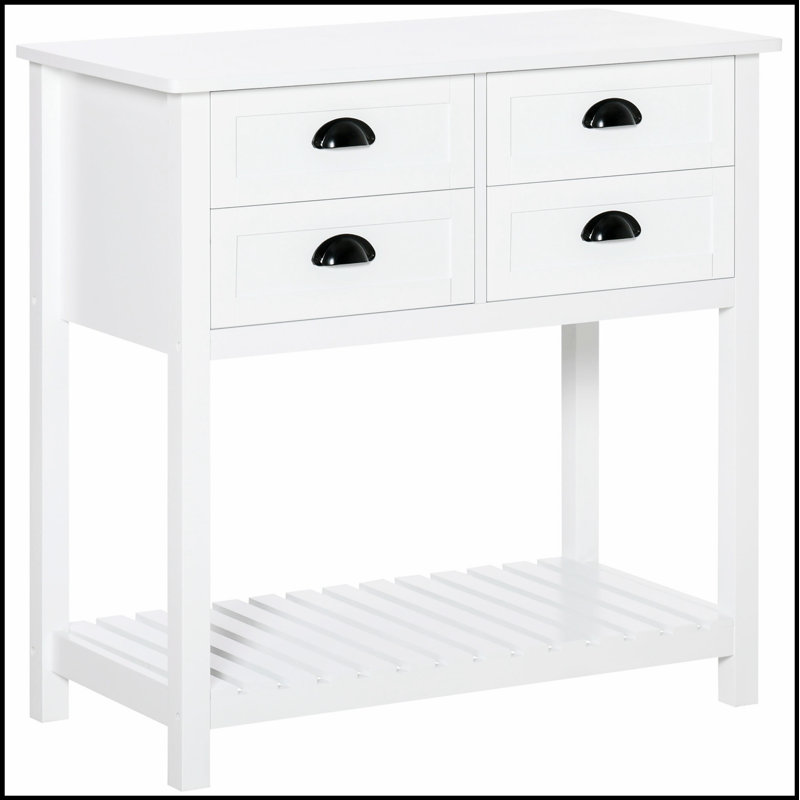 Armoire à café polyvalente avec 4 tiroirs et tablette à lattes pour le rangement et la présentation dans la cuisine ou le salon