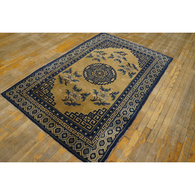 Antique Baotou Chinese Medallion Knotted Rug