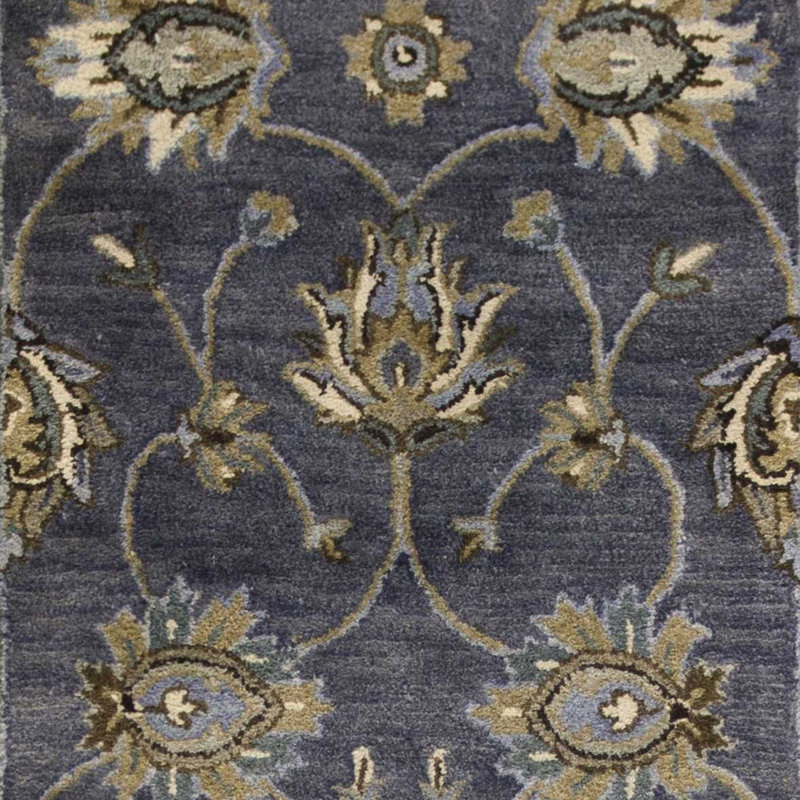 Tapis minuit en laine touffeté à la main Lucio, Tapis de couloir 2 pi 3 po x 7 pi 6 po